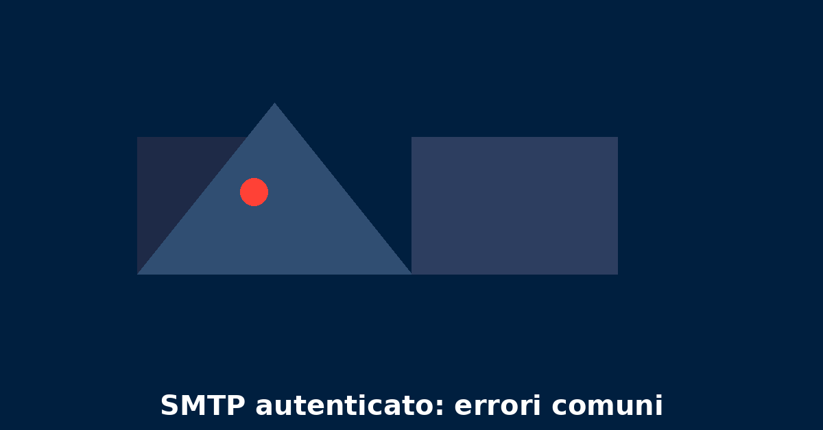 Illustrazione stilizzata di un triangolo e un rettangolo per simboleggiare un server SMTP e un’email con un punto rosso